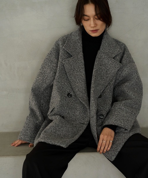 meilmada（メイルマダ）の「カールシャギーダブルコート（チェスターコート・レディース・アイボリー/チャコールグレー・FREE）」の8枚目の写真