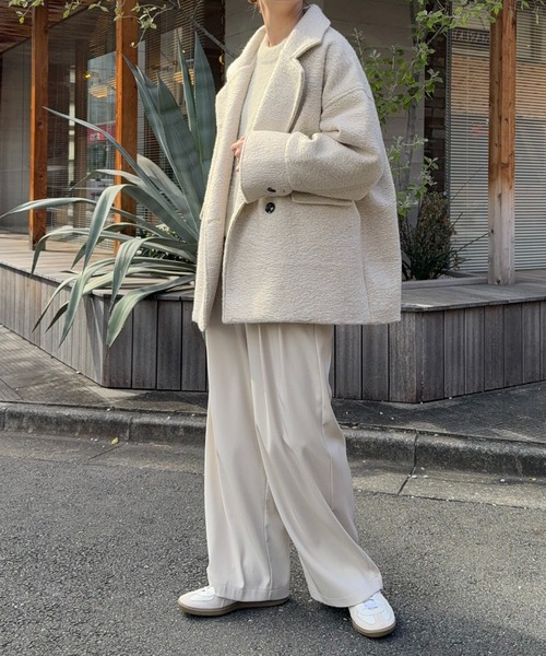 meilmada（メイルマダ）の「カールシャギーダブルコート（チェスターコート・レディース・アイボリー/チャコールグレー・FREE）」の19枚目の写真