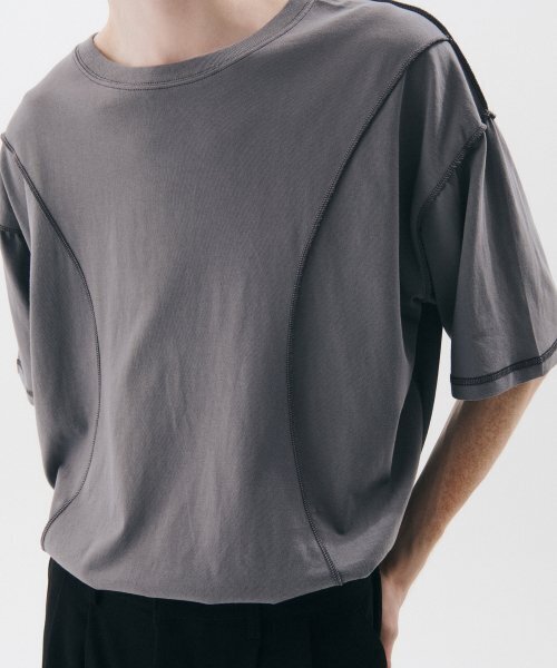 TRIP LE SENS(トリップ ル センス)の「ウェイビースティッチシルケットTシャツ_チャコール(Tシャツ/カットソー・レディース・その他・LARGE/MEDIUM)」の1枚目の写真