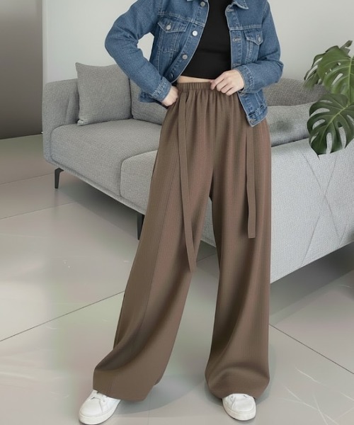 cammie(キャミー)の「ワイドレッグパンツ(その他パンツ・レディース・ブラウン/オフホワイト・M/L)」の9枚目の写真