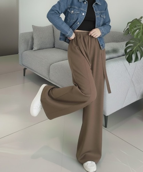 cammie(キャミー)の「ワイドレッグパンツ(その他パンツ・レディース・ブラウン/オフホワイト・M/L)」の10枚目の写真