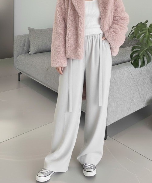 cammie(キャミー)の「ワイドレッグパンツ(その他パンツ・レディース・ブラウン/オフホワイト・M/L)」の5枚目の写真