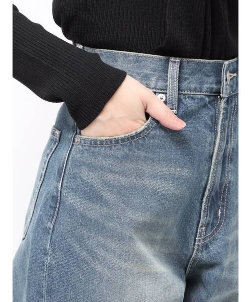 EVRIS（エヴリス）の「ハイウエストリボンレースワイドデニムパンツ（デニムパンツ・レディース・ブルー/インディゴブルー・MEDIUM/SMALL）」の3枚目の写真