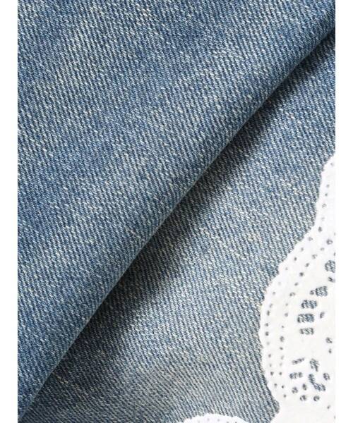 EVRIS（エヴリス）の「ハイウエストリボンレースワイドデニムパンツ（デニムパンツ・レディース・ブルー/インディゴブルー・MEDIUM/SMALL）」の5枚目の写真