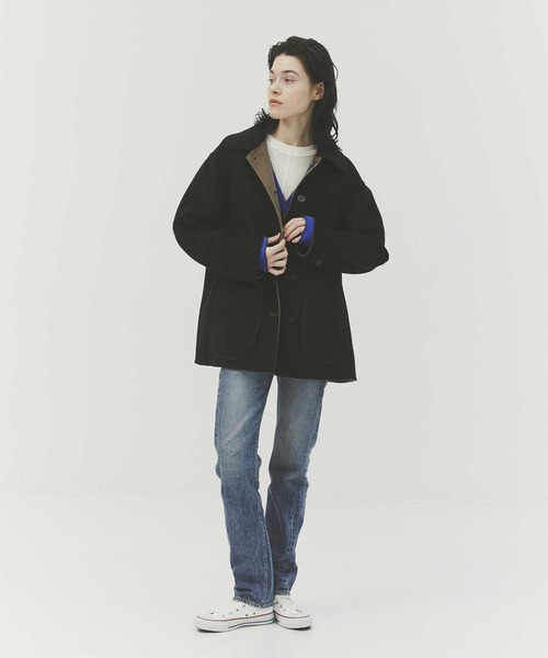 CASHMERE CASHMERE(カシミヤカシミヤ)の「【CASHMERE CASHMERE/カシミヤカシミヤ】CASHMERE REVERSIBLE SHORT COATT/カシミヤリバーシブルショートコート/ステンカラーコート(ステンカラーコート・レディース・ブラック/モカ・44/40)」の16枚目の写真