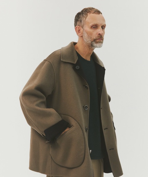 CASHMERE CASHMERE(カシミヤカシミヤ)の「【CASHMERE CASHMERE/カシミヤカシミヤ】CASHMERE REVERSIBLE SHORT COATT/カシミヤリバーシブルショートコート/ステンカラーコート(ステンカラーコート・レディース・ブラック/モカ・44/40)」の8枚目の写真