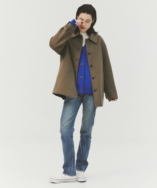 CASHMERE CASHMERE(カシミヤカシミヤ)の「【CASHMERE CASHMERE/カシミヤカシミヤ】CASHMERE REVERSIBLE SHORT COATT/カシミヤリバーシブルショートコート/ステンカラーコート(ステンカラーコート・レディース・ブラック/モカ・44/40)」の12枚目の写真