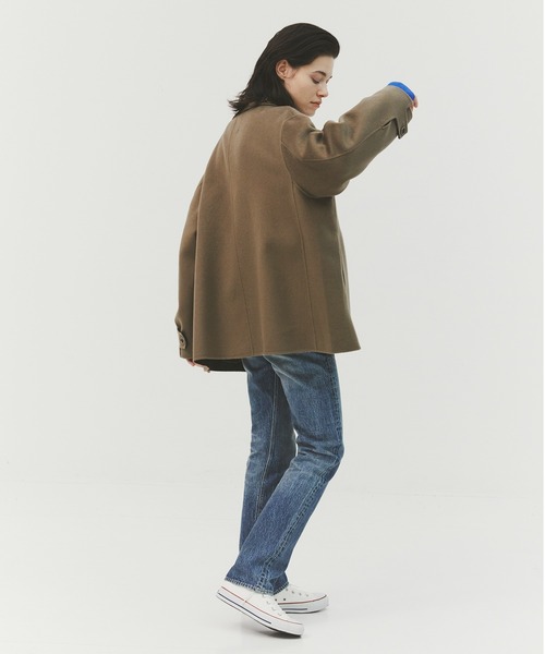 CASHMERE CASHMERE(カシミヤカシミヤ)の「【CASHMERE CASHMERE/カシミヤカシミヤ】CASHMERE REVERSIBLE SHORT COATT/カシミヤリバーシブルショートコート/ステンカラーコート(ステンカラーコート・レディース・ブラック/モカ・44/40)」の14枚目の写真