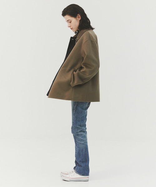 CASHMERE CASHMERE(カシミヤカシミヤ)の「【CASHMERE CASHMERE/カシミヤカシミヤ】CASHMERE REVERSIBLE SHORT COATT/カシミヤリバーシブルショートコート/ステンカラーコート(ステンカラーコート・レディース・ブラック/モカ・44/40)」の13枚目の写真