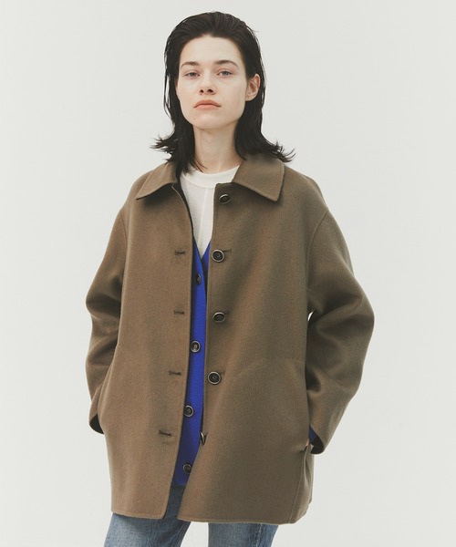 CASHMERE CASHMERE(カシミヤカシミヤ)の「【CASHMERE CASHMERE/カシミヤカシミヤ】CASHMERE REVERSIBLE SHORT COATT/カシミヤリバーシブルショートコート/ステンカラーコート(ステンカラーコート・レディース・ブラック/モカ・44/40)」の15枚目の写真