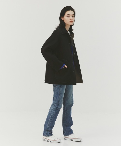 CASHMERE CASHMERE(カシミヤカシミヤ)の「【CASHMERE CASHMERE/カシミヤカシミヤ】CASHMERE REVERSIBLE SHORT COATT/カシミヤリバーシブルショートコート/ステンカラーコート(ステンカラーコート・レディース・ブラック/モカ・44/40)」の17枚目の写真