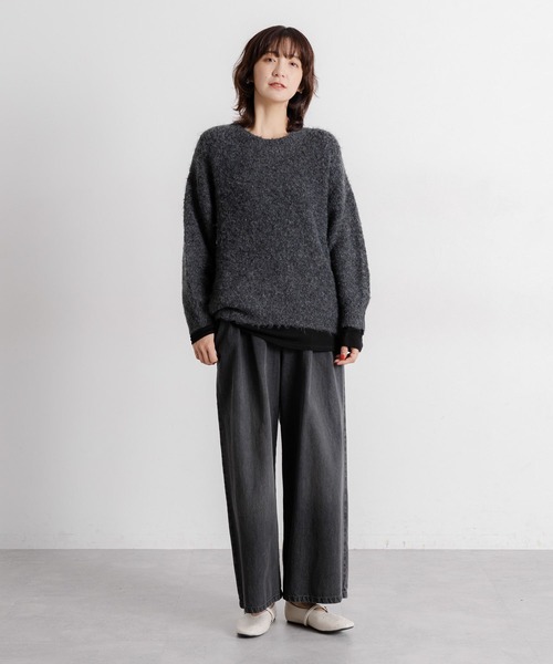 studio CLIP（スタディオクリップ）の「5ゲージウールミックスブークレニット（ニット/セーター・レディース・チャコール/ブラウン/アイボリー・FREE）」の6枚目の写真