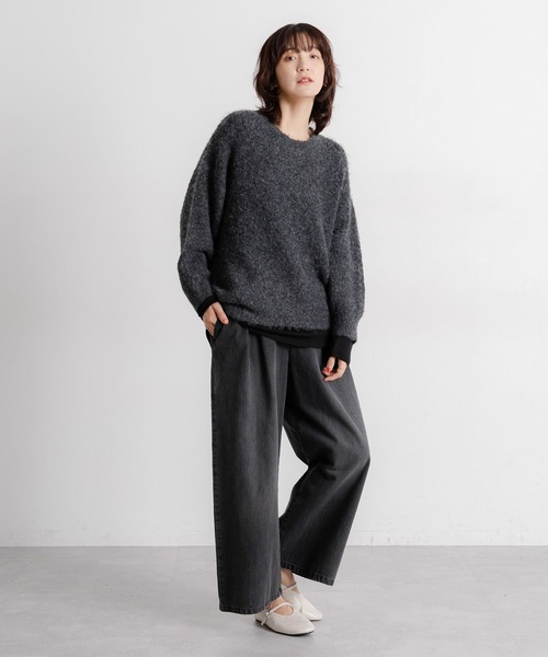 studio CLIP（スタディオクリップ）の「5ゲージウールミックスブークレニット（ニット/セーター・レディース・チャコール/ブラウン/アイボリー・FREE）」の7枚目の写真