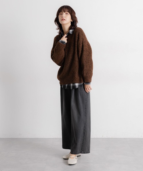 studio CLIP（スタディオクリップ）の「5ゲージウールミックスブークレニット（ニット/セーター・レディース・チャコール/ブラウン/アイボリー・FREE）」の10枚目の写真