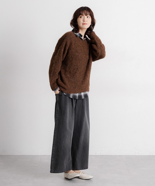 studio CLIP（スタディオクリップ）の「5ゲージウールミックスブークレニット（ニット/セーター・レディース・チャコール/ブラウン/アイボリー・FREE）」の11枚目の写真