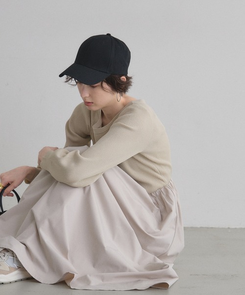 &. NOSTALGIA(アンドドットノスタルジア)の「布帛ドッキングニットワンピース(ワンピース・レディース・アイボリー/チャコールグレー/ブラウン・M)」の14枚目の写真