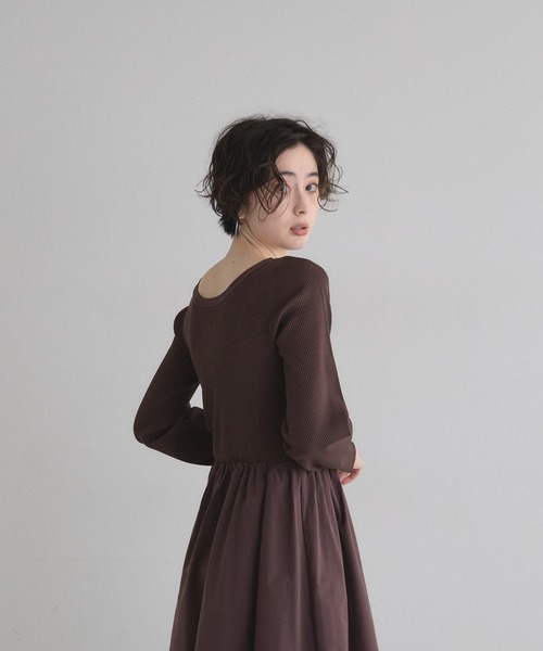 布帛ドッキングニットワンピース（ワンピース）｜&. NOSTALGIA（アンド