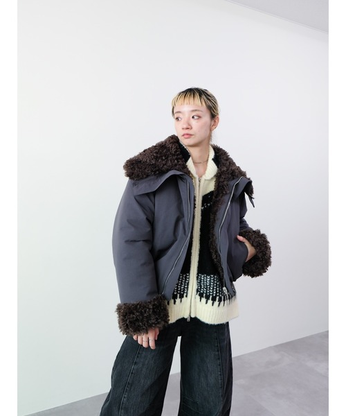 DOLLUPOOPS（ドールアップウップス）の「ボアライニングブルゾン（ブルゾン・レディース・ベージュ/チャコールグレー・FREE）」の21枚目の写真