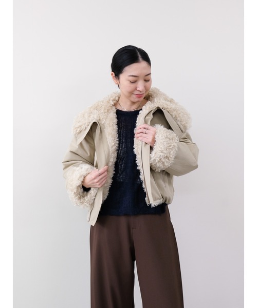 DOLLUPOOPS（ドールアップウップス）の「ボアライニングブルゾン（ブルゾン・レディース・ベージュ/チャコールグレー・FREE）」の12枚目の写真