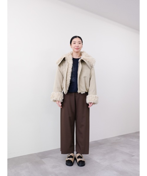 DOLLUPOOPS（ドールアップウップス）の「ボアライニングブルゾン（ブルゾン・レディース・ベージュ/チャコールグレー・FREE）」の5枚目の写真