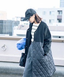 MILLION CARATS | 【軽くてあったか・こなれ映え】キルティング切り替えで細見え！抜け感Vネックが大人カジュアルにハマる上品コート(その他アウター)