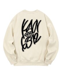 KMC0088 グラフィティ 裏起毛 スウェット - クリーム