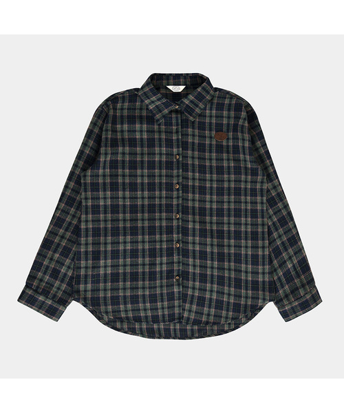PIGMENT（ピグメント）の「ピーチレザーバックシャンプルオーバーシャツ (KYNB2507024)（シャツ/ブラウス・レディース・ブラウン/グリーン・FREE）」の2枚目の写真