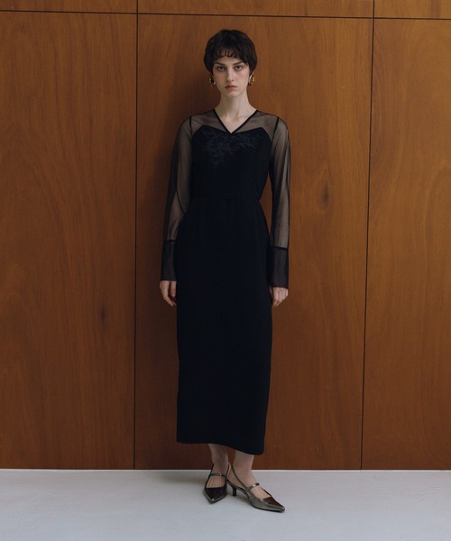 ANDRESD ドレス レースパネルアクセントドレス / lace panel accent dress（ドレス
