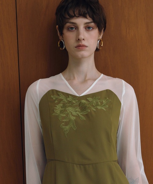 ANDRESD（アンドレスド）の「レースパネルアクセントドレス / lace panel accent dress（ドレス・レディース・ブラック/グレー/オリーブ・L/M/S）」の7枚目の写真