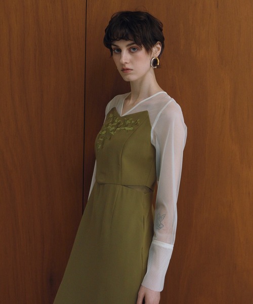 ANDRESD（アンドレスド）の「レースパネルアクセントドレス / lace panel accent dress（ドレス・レディース・ブラック/グレー/オリーブ・L/M/S）」の6枚目の写真