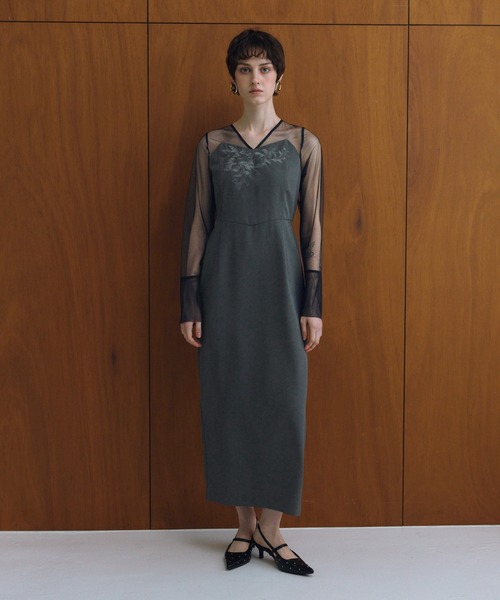 ANDRESD（アンドレスド）の「レースパネルアクセントドレス / lace panel accent dress（ドレス・レディース・ブラック/グレー/オリーブ・L/M/S）」の11枚目の写真