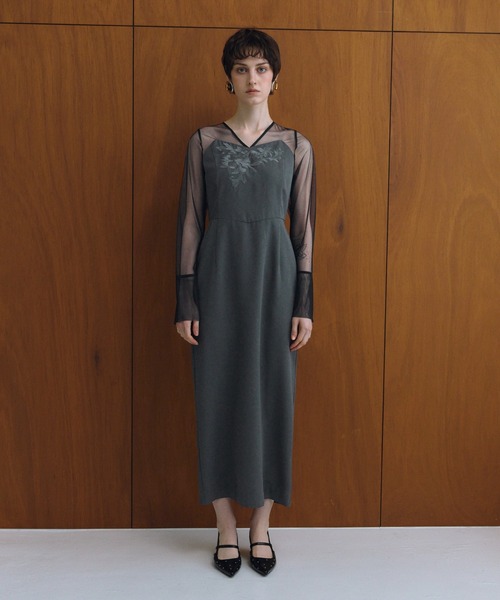 ANDRESD（アンドレスド）の「レースパネルアクセントドレス / lace panel accent dress（ドレス・レディース・ブラック/グレー/オリーブ・L/M/S）」の19枚目の写真