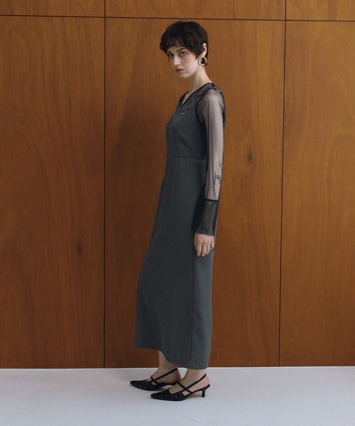 ANDRESD（アンドレスド）の「レースパネルアクセントドレス / lace panel accent dress（ドレス・レディース・ブラック/グレー/オリーブ・L/M/S）」の12枚目の写真