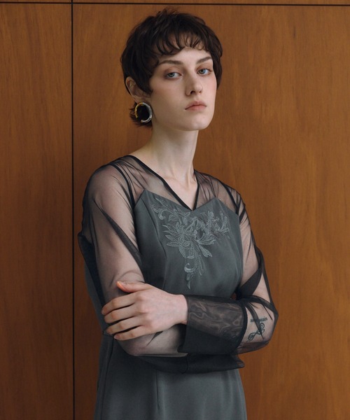 ANDRESD（アンドレスド）の「レースパネルアクセントドレス / lace panel accent dress（ドレス・レディース・ブラック/グレー/オリーブ・L/M/S）」の15枚目の写真