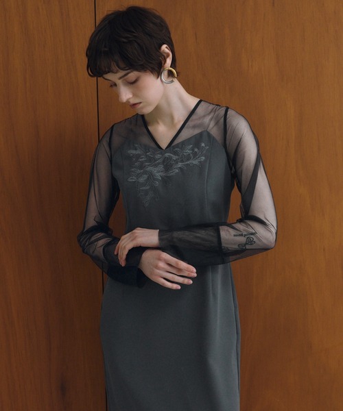 ANDRESD（アンドレスド）の「レースパネルアクセントドレス / lace panel accent dress（ドレス・レディース・ブラック/グレー/オリーブ・L/M/S）」の16枚目の写真