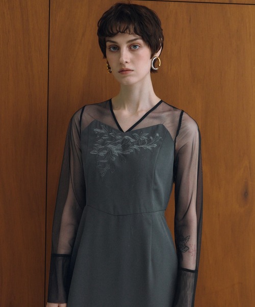 ANDRESD（アンドレスド）の「レースパネルアクセントドレス / lace panel accent dress（ドレス・レディース・ブラック/グレー/オリーブ・L/M/S）」の14枚目の写真