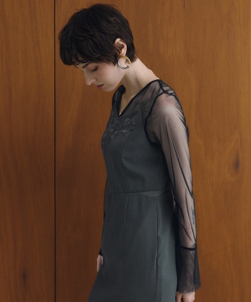 ANDRESD（アンドレスド）の「レースパネルアクセントドレス / lace panel accent dress（ドレス・レディース・ブラック/グレー/オリーブ・L/M/S）」の17枚目の写真