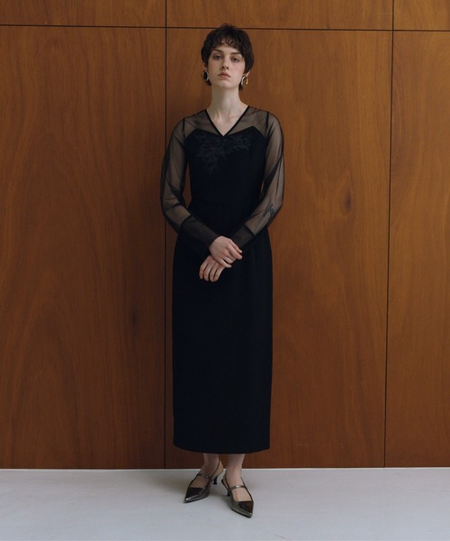 ANDRESD（アンドレスド）の「レースパネルアクセントドレス / lace panel accent dress（ドレス・レディース・ブラック/グレー/オリーブ・L/M/S）」の22枚目の写真