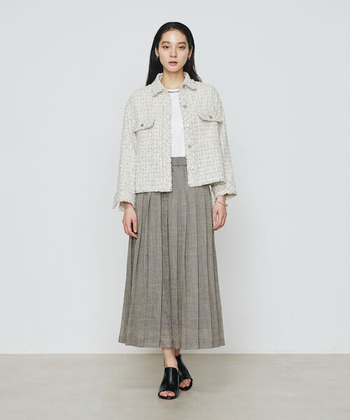 K.T KIYOKO TAKASE(キヨコタカセ)の「〔 TALLサイズ 〕 サマーツイード クロプトシャツ(シャツ/ブラウス・レディース・グリーン/チャコール・15号)」の3枚目の写真