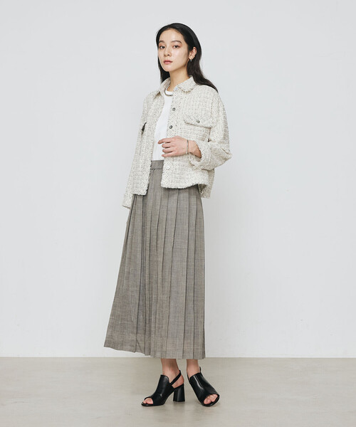 K.T KIYOKO TAKASE(キヨコタカセ)の「〔 TALLサイズ 〕 サマーツイード クロプトシャツ(シャツ/ブラウス・レディース・グリーン/チャコール・15号)」の4枚目の写真