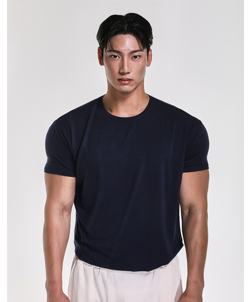 RVD（アールブイディー）の「テンセルモーダルワイド無地マッスルフィット半袖Tシャツ（ネイビー）（Tシャツ/カットソー・メンズ・その他・LARGE/X-LARGE/2XL）」の2枚目の写真