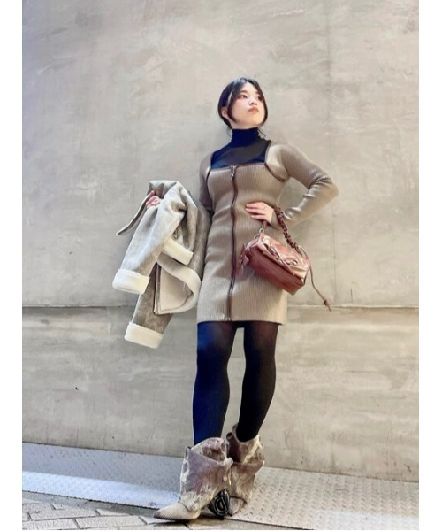 Desigual(デシグアル)の「ジッパーニットドレス(ワンピース・レディース・ブラウン・S/M/L)」の1枚目の写真