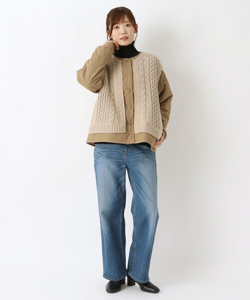 one'sterrace(ワンズテラス)の「中綿キルティングニットコンビジャケット(ブルゾン・レディース・グレー系4/ベージュ系8・02)」の16枚目の写真