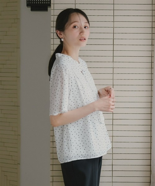 Petitjo(プッチージョ)の「小さいサイズ ボタン付きボウタイフレアブラウス 低身長さん・小柄女性(シャツ/ブラウス・レディース・グレー/その他1・PL/PM/PS/PSS)」の6枚目の写真