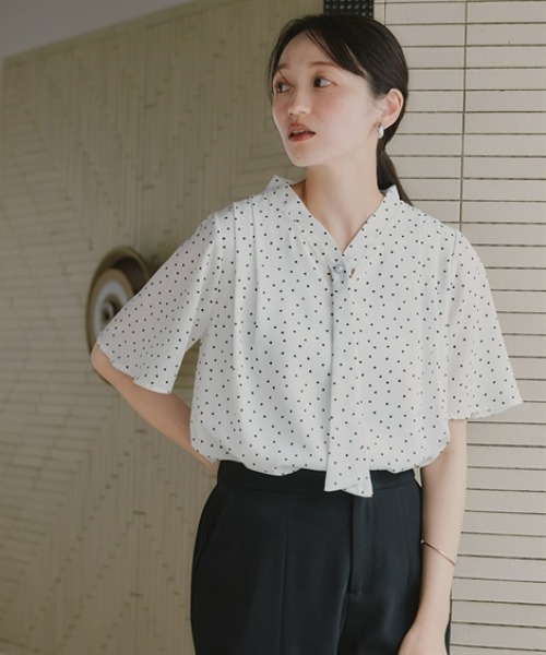 Petitjo(プッチージョ)の「小さいサイズ ボタン付きボウタイフレアブラウス 低身長さん・小柄女性(シャツ/ブラウス・レディース・グレー/その他1・PL/PM/PS/PSS)」の19枚目の写真
