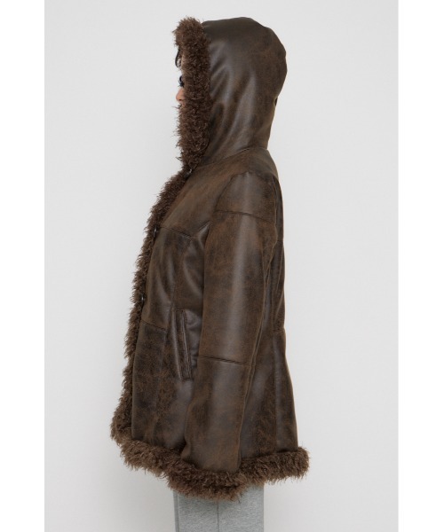 LAGUA GEM(ラグアジェム)の「VINTAGE FAUX FUR MIDDLE ムートン(ムートンコート・レディース・アイボリー/ブラウン・FREE)」の8枚目の写真