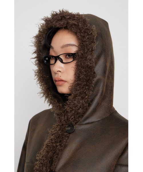 LAGUA GEM(ラグアジェム)の「VINTAGE FAUX FUR MIDDLE ムートン(ムートンコート・レディース・アイボリー/ブラウン・FREE)」の10枚目の写真