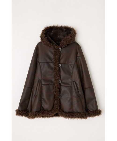 LAGUA GEM(ラグアジェム)の「VINTAGE FAUX FUR MIDDLE ムートン(ムートンコート・レディース・アイボリー/ブラウン・FREE)」の14枚目の写真