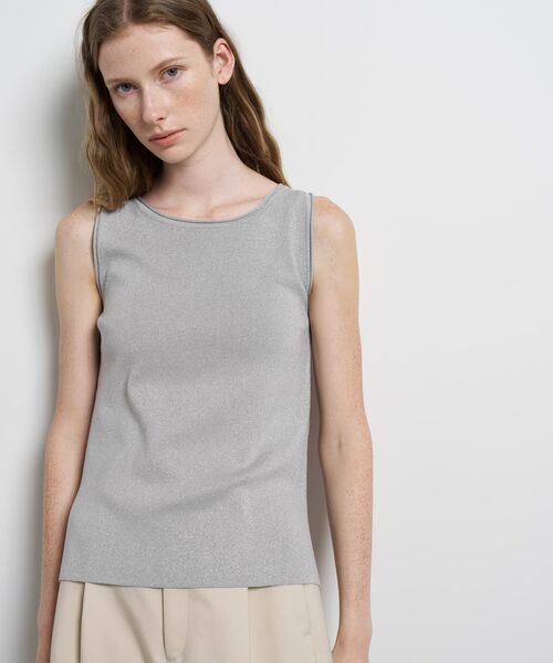 LANVIN en Bleu（ランバンオンブルー）の「ラメノースリーブニット（ニット/セーター・レディース・グレー/チャコールグレー/ベージュ・38）」の3枚目の写真