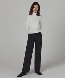 ツーピンタックウールスラックス-チャコール